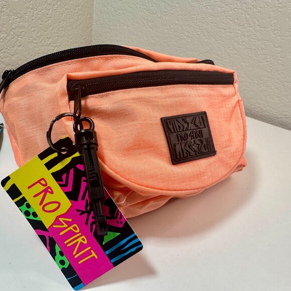 NWT VTG Pro Spirit 90s Fanny Pack Neon Orange Double Pocket Belt Bag Hip Pack - Picture 1 of 14